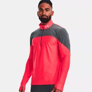 Under Armour Mens UA HeatGear Qualifier ½ Zip 1326595 Venom Red / Pitch Gray NWT
